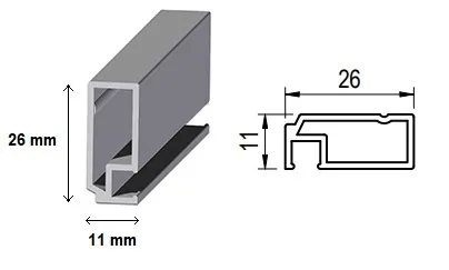 26 x 11 mm-es szúnyogháló profil metszet