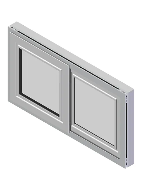 Digitális kép egy kétszárnyú tolóajtóról